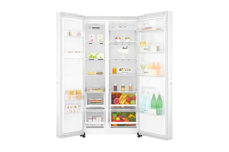 LG 22.1 Cu.Ft, Side By Side Refrigerator, White color, Smart Diagnosis, Inverter Linear Compressor, LS242BBWLN
