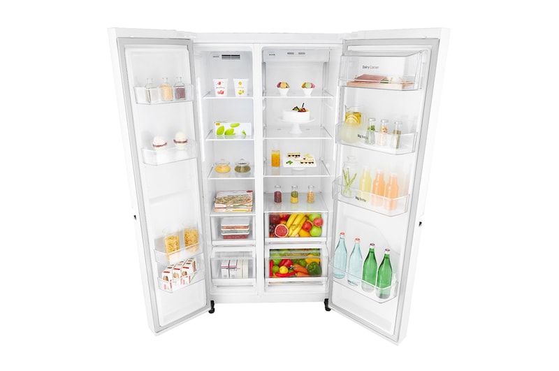 LG 22.1 Cu.Ft, Side By Side Refrigerator, White color, Smart Diagnosis, Inverter Linear Compressor, LS242BBWLN
