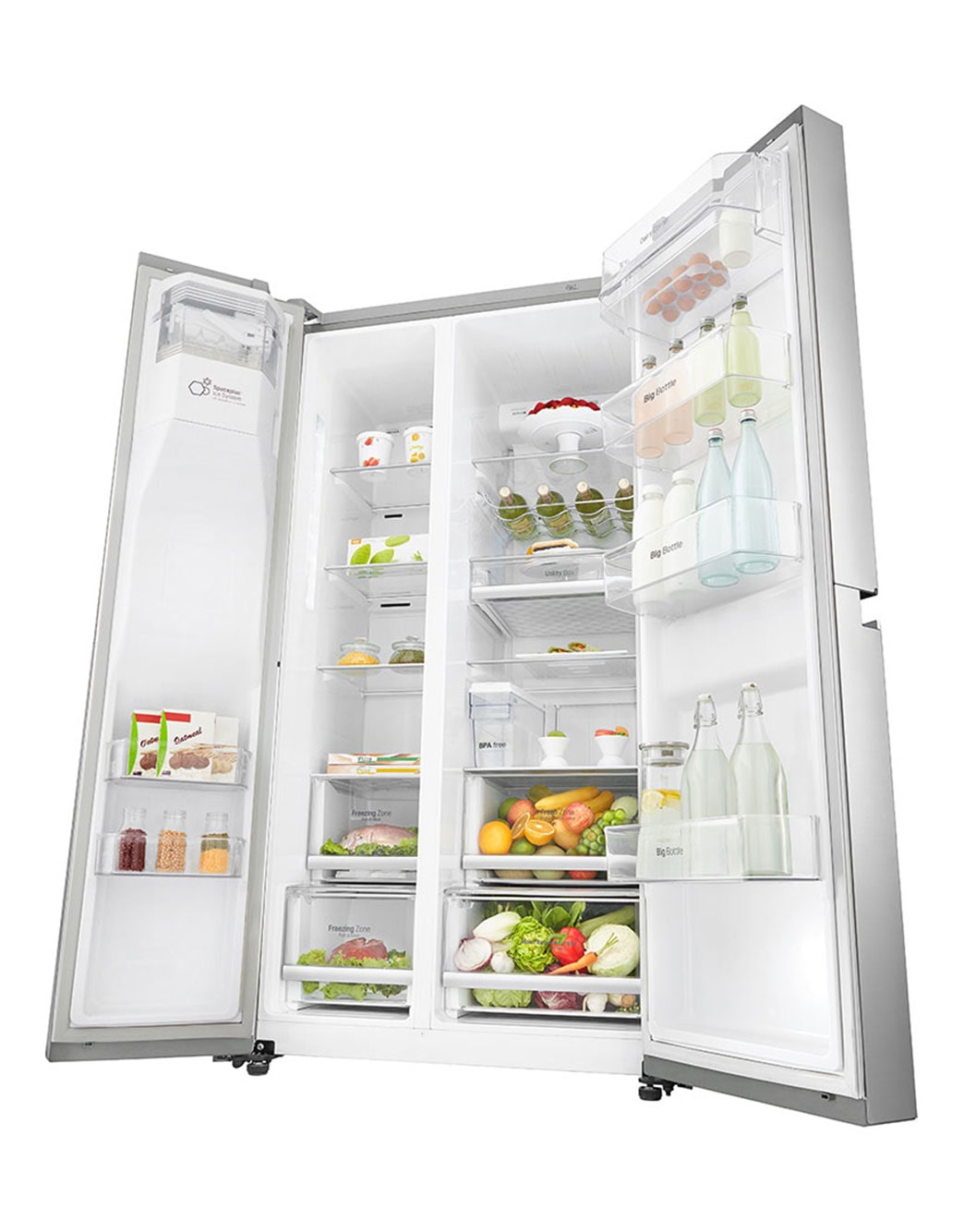 21.2 Cu.Ft, Side By Side Refrigerator , Plantinum Silver Color