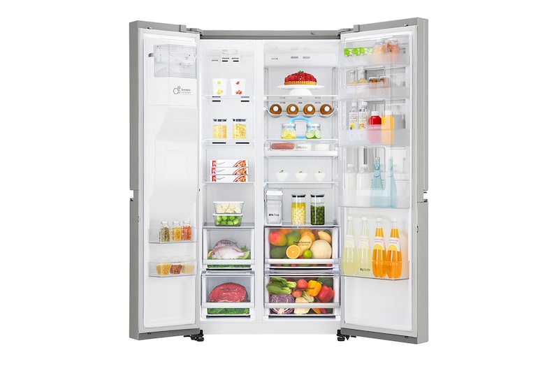 LG 21.2 Cu.Ft, Side By Side  Refrigerator, Noble Steel Color, InstaView, Hygiene Fresh+, Inverter Linear Compressor, LS242VBVLN