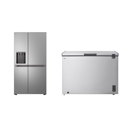 22.1 Cu.Ft, Side By Side Refrigerator, Prime Silver Color, Smart Diagnosis, Smart Inverter Compressor + 1.8 Cu.Ft Top Freezer Refrigerator, Prime Silver color