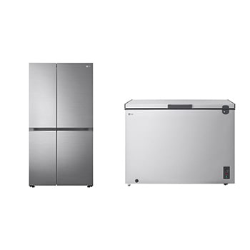 Front view of 28.2 Ft Refigerator | Sid by Side | Inverter + 1.8 Cu.Ft Top Freezer Refrigerator, Prime Silver color LS32CBBSIV.LC7G001
