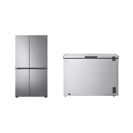 28.2 Ft Refigerator | Sid by Side | Inverter + 1.8 Cu.Ft Top Freezer Refrigerator, Prime Silver color