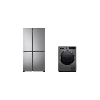 Front view of 28.2 Ft Refigerator | Sid by Side | Inverter + 8Kg Dryer | Heat Pump Dryer | Sensor Dry LS32CBBSIV.RH81T