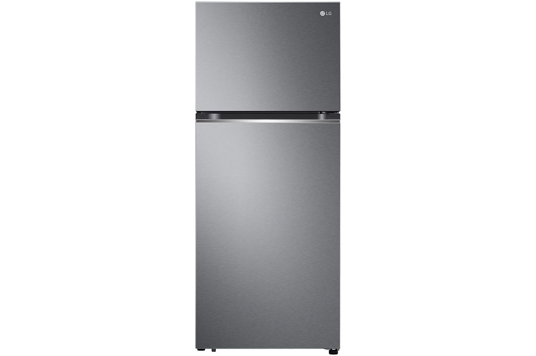 Front view of 13.3 Cu.Ft, Top Freezer Refrigerator, Platinum Silver  color, Smart Diagnosis, Inverter Compressor LT14CBBDIV