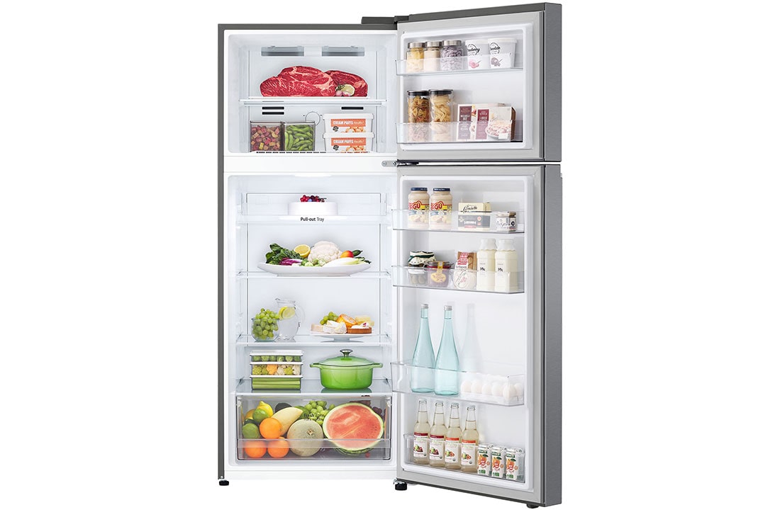 LG 13.3 Cu.Ft, Top Freezer Refrigerator, Platinum Silver  color, Smart Diagnosis, Inverter Compressor, LT14CBBDIV