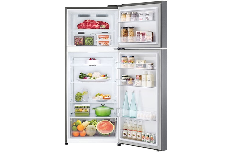 LG 13.3 Cu.Ft, Top Freezer Refrigerator, Platinum Silver  color, Smart Diagnosis, Inverter Compressor, LT14CBBDIV