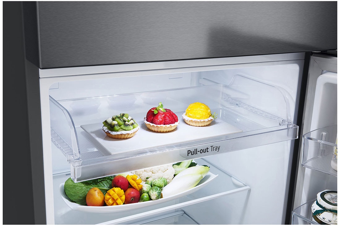 LG 13.3 Cu.Ft, Top Freezer Refrigerator, Platinum Silver  color, Smart Diagnosis, Inverter Compressor, LT14CBBDIV