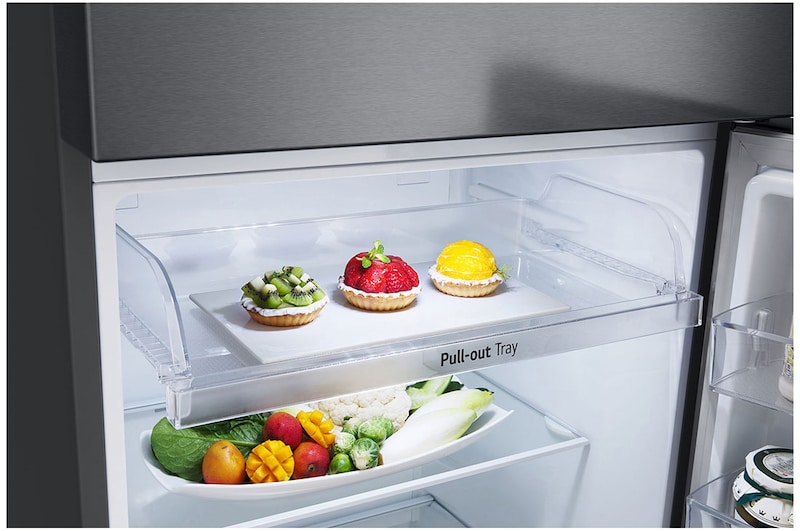 LG 13.3 Cu.Ft, Top Freezer Refrigerator, Platinum Silver  color, Smart Diagnosis, Inverter Compressor, LT14CBBDIV