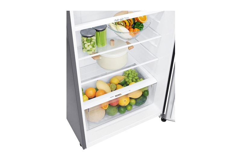 LG 13.9 Cu.Ft, Top Freezer Refrigerator, Plantinum Silver Color, Multi Air Flow, Energy Saving Smart Inverter Compressor, LT15CBBSLN