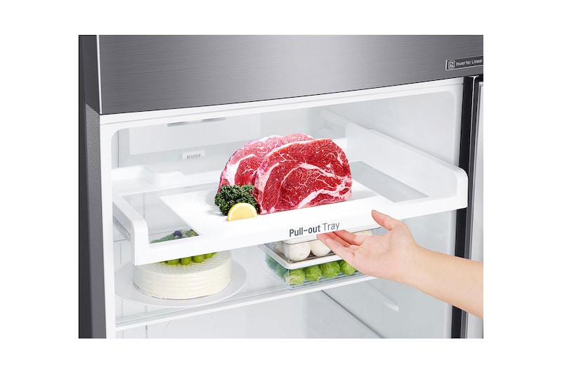 LG 13.9 Cu.Ft, Top Freezer Refrigerator, Plantinum Silver Color, Multi Air Flow, Energy Saving Smart Inverter Compressor, LT15CBBSLN