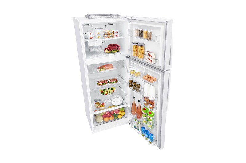 LG 15.4 Cu.Ft, Top Freezer Refrigerator, White color, ThinQ (wifi), Multi Air Flow,Energy Saving Inverter Linear Compressor, LT17HBHWLN
