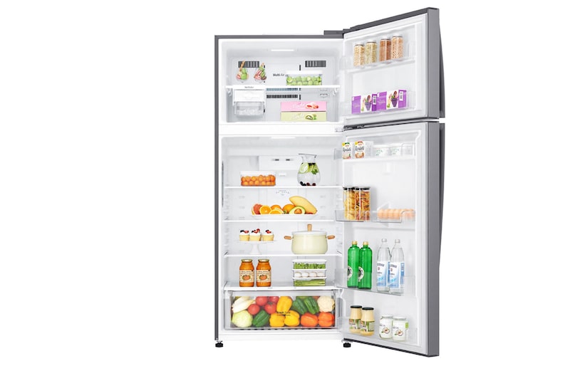 LG 16.9 Cu.Ft,  Top Freezer Refrigerator, Plantinum Silver Color, Multi Air Flow, LED light, Moving Ice tray, LT18CBBSLN