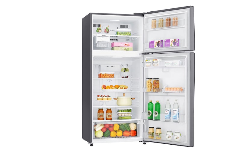 LG 16.9 Cu.Ft,  Top Freezer Refrigerator, Plantinum Silver Color, Multi Air Flow, LED light, Moving Ice tray, LT18CBBSLN