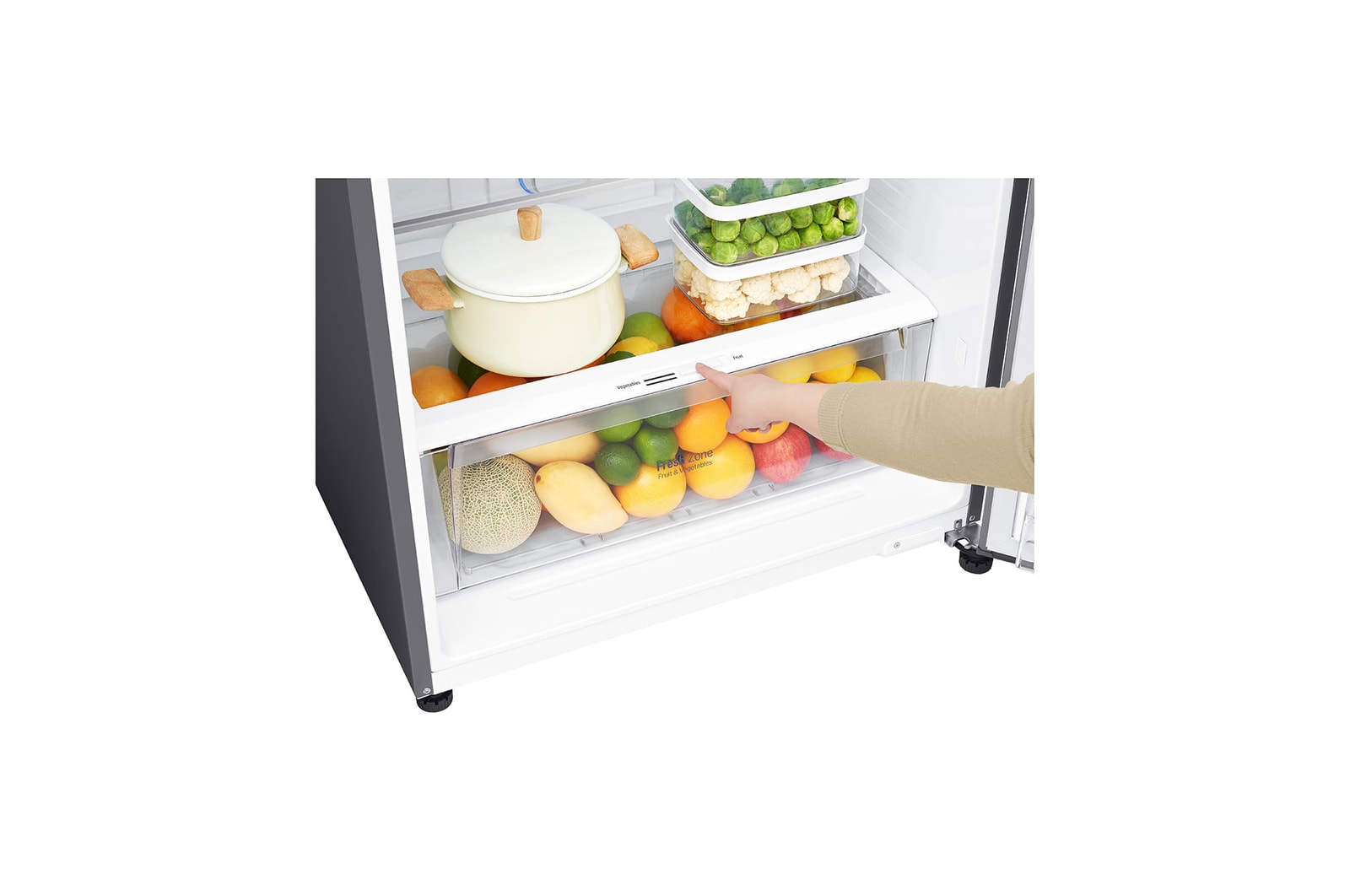 Inside detail of shelves with food