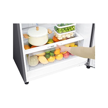Inside detail of shelves with food