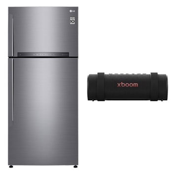 Front view of LG Large Top Fridge, Smart Inverter, 506L + LG xboom Grab tuned by will.i.am LT19HBHSIN.GRAB001