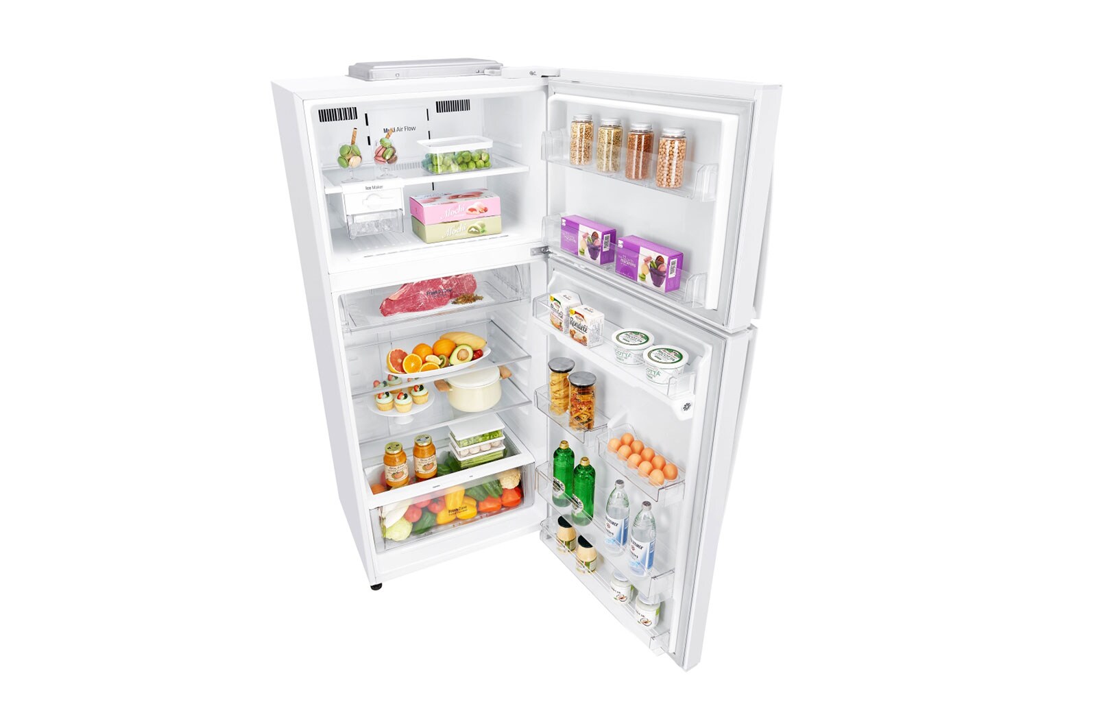 LG 17.9 cCu.Ft, Top Freezer Refrigerator, White color, ThinQ (wifi), Multi Air Flow,Energy Saving Inverter Linear Compressor, LT19HBHWLN