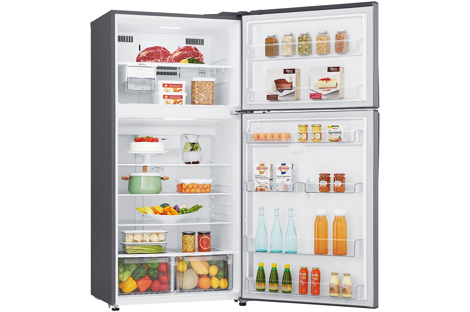 LG 20.9 Cu.Ft | Top Freezer | Energy Saving Inverter Linear Compressor, LT22CBBSLN