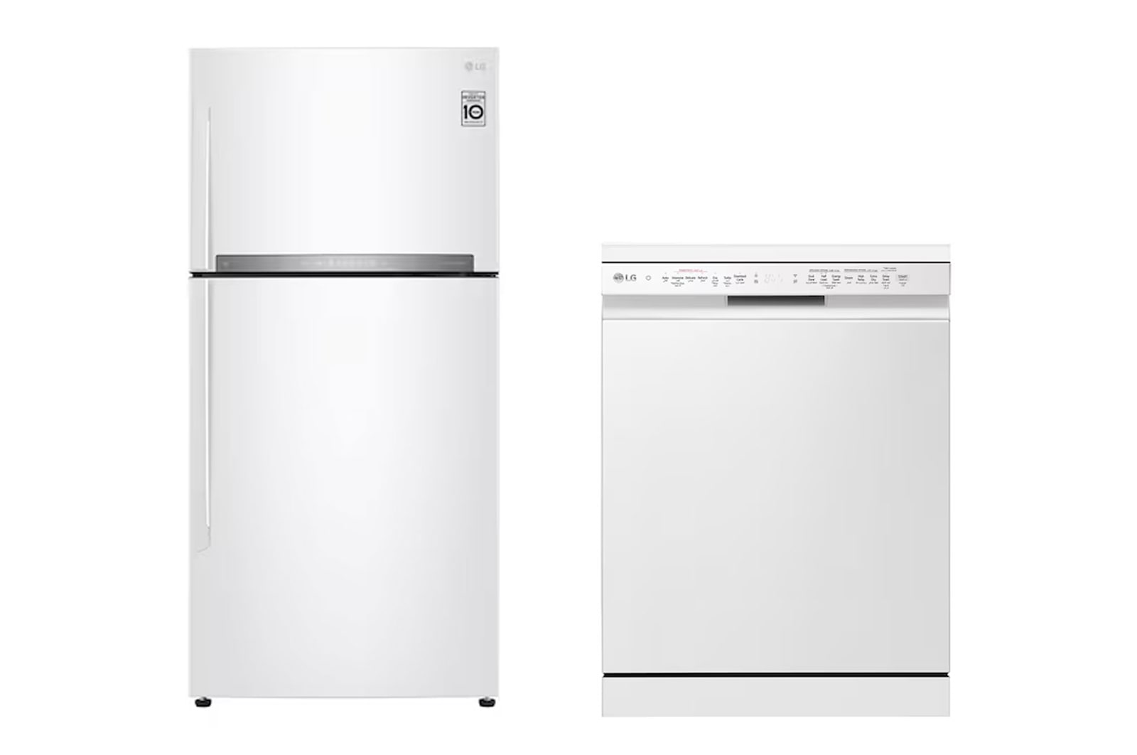 Front view of LG Large Top Fridge, Smart Inverter, 506L + 14 Places Dishwasher |TrueStream™ | QuadWash™ | EasyRack™ Plus | Inverter Direct Drive | SmartThinQ™ LT19HBHWIN.DFC4001