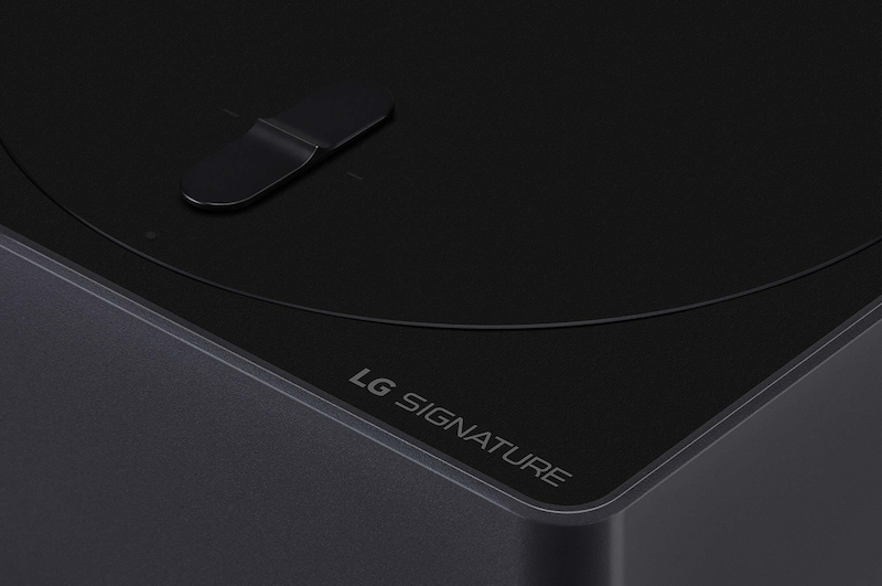 Close-up image of a Zero Connect Box showing the logo of LG SIGNATURE on the edge.