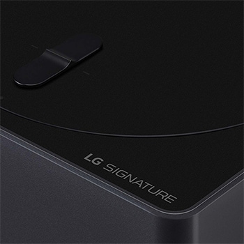 Close-up image of a Zero Connect Box showing the logo of LG SIGNATURE on the edge.