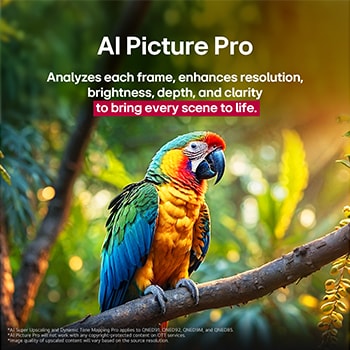 A family sits on a couch facing a LG QNED TV sitting above a TV stand with a little girl pointing to a screen depicting two dolphins. The title talks about how you can enjoy high resolution on a massive screen.