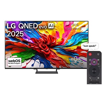 Front view of 85 Inch LG QNED evo AI QNED93 MiniLED 4k Smart TV 2025 85QNED93A6A