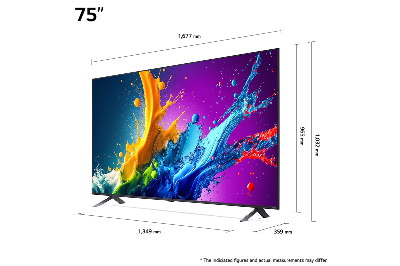 Slightly-angled left-facing side view of LG QNED TV, QNED80