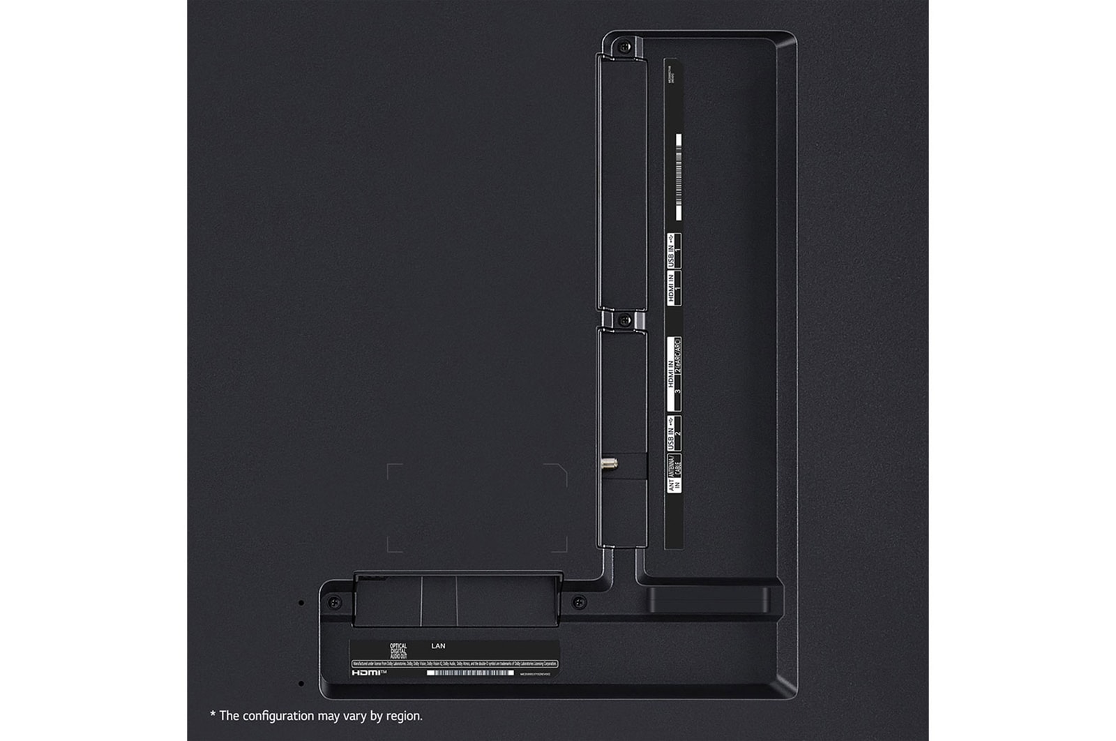 Close-up of the top edge of LG QNED TV, QNED80