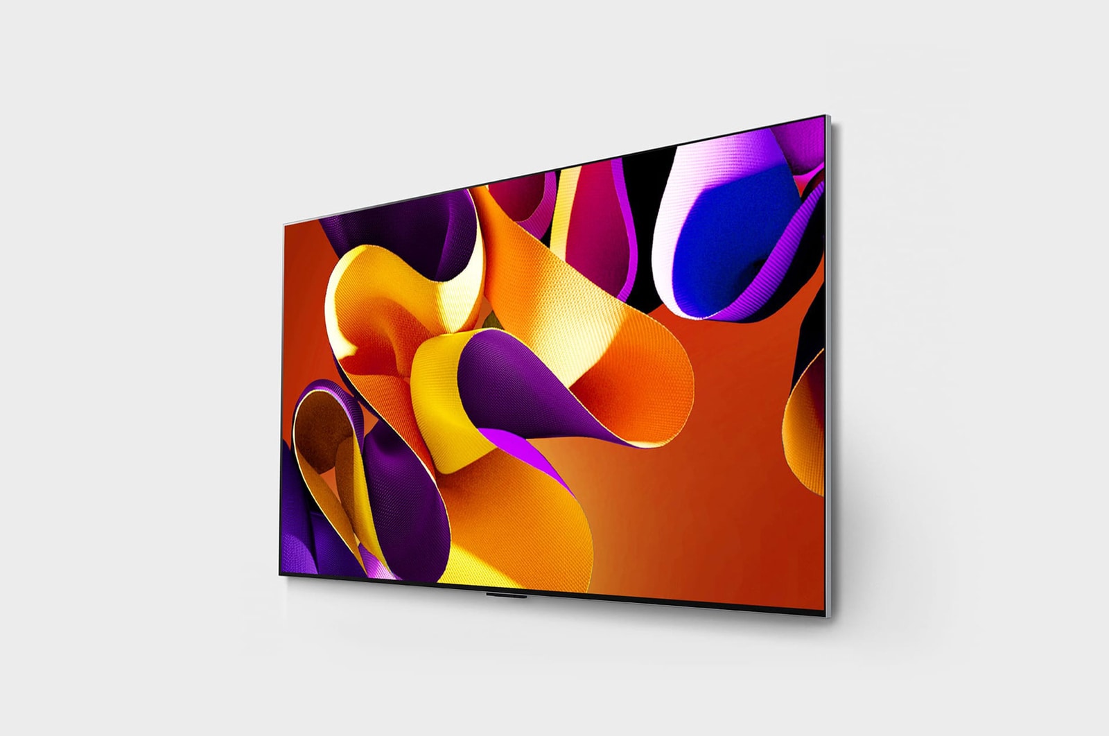 Left-facing side view of LG OLED evo TV, OLED G4 on the wall