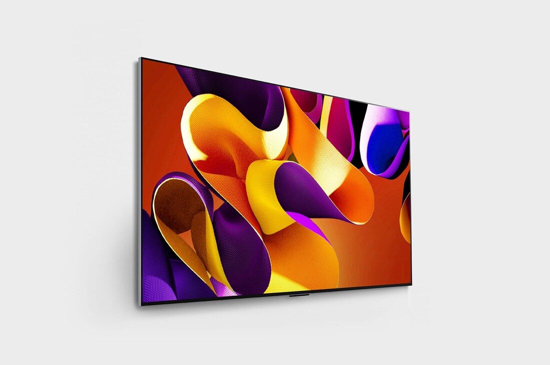 Right-facing side view of LG OLED evo TV, OLED G4 on the wall