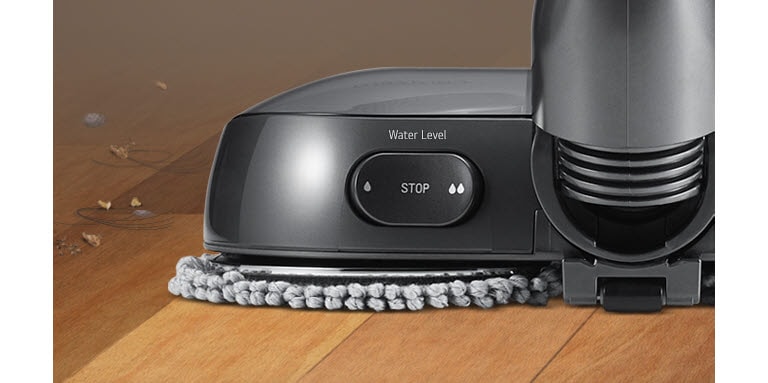 It shows the 3-step water control button of the vacuum cleaner. It consists of step1, step2, and water shutoff.