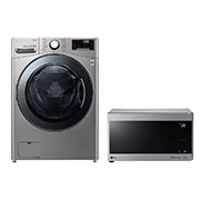 Front view of 19 kg Washer with 11 kg Dryer | Front Load | True Steam | ThinQ™ + 42 Liter | NeoChef Microwave Oven | Smart Diagnosis | Smart Inverter  WS1911XMT.MS4295C