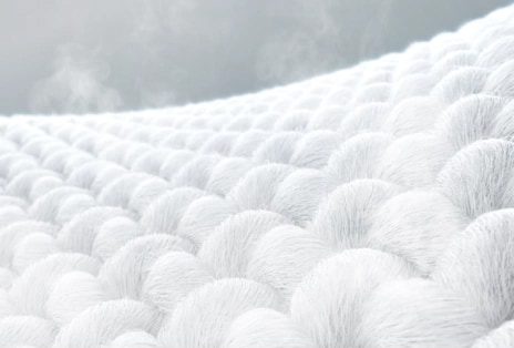 A video of an enlarged and steamed fabric detail 