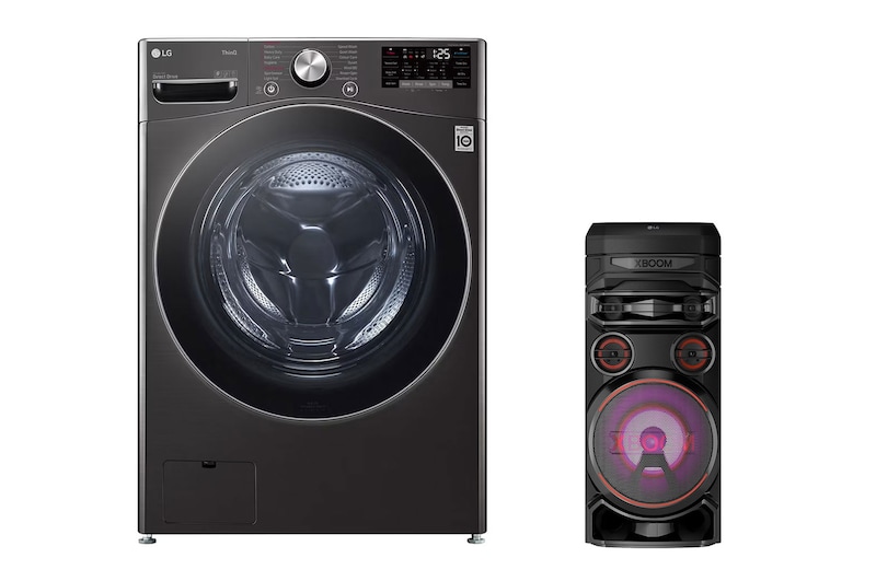Front view of 21 kg Washer with 12 Kg Dryer | Front Load | with AI DD™ | ThinQ™ + LG XBOOM RNC7 PTWS2112B.RNC7