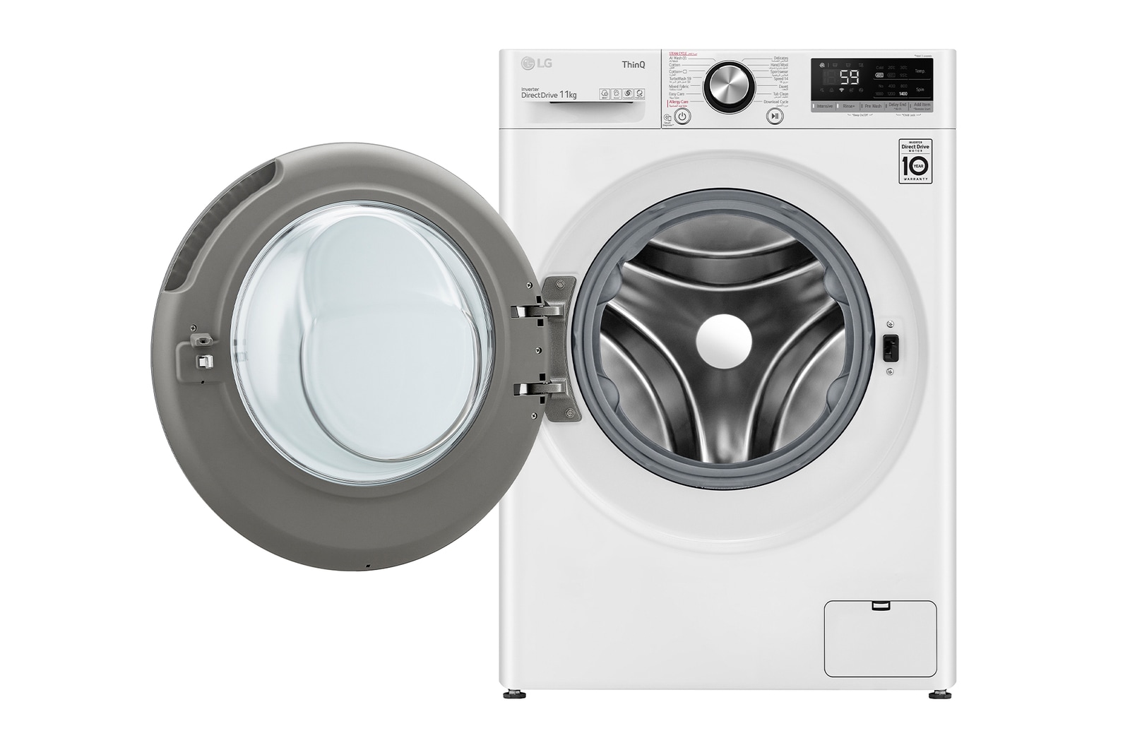 LG 11 kg Washer, Front Load washing Machine, White color, WFR1114WH, Door Open