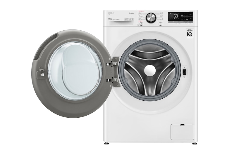 LG 11 kg Washer, Front Load washing Machine, White color, WFR1114WH, Door Open