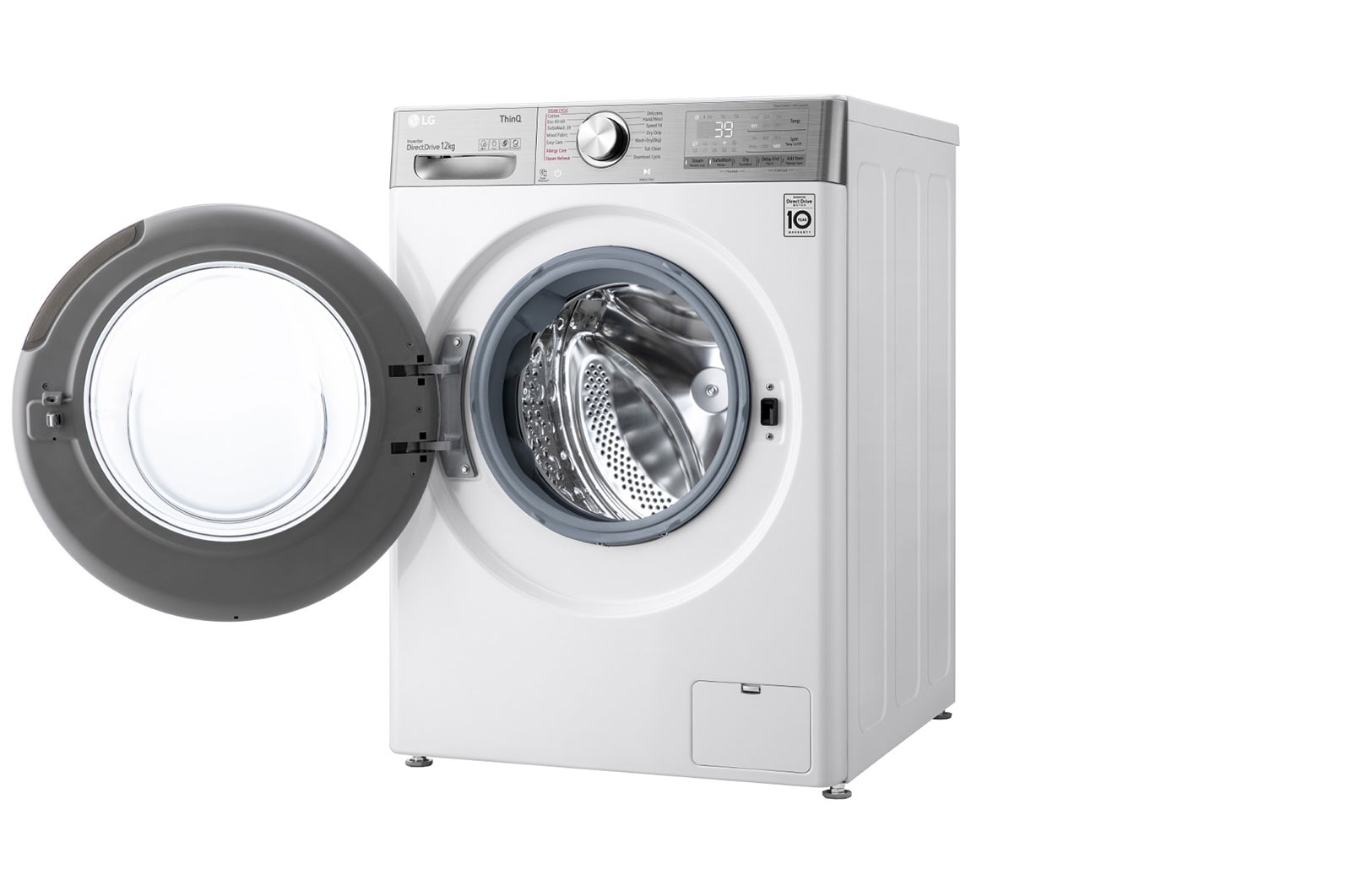 LG Capacity 12kg, Front Load, White Color, TrueSteam, 6 Motion DD, Inverter Direct Drive Motor, WFV1214WHT1