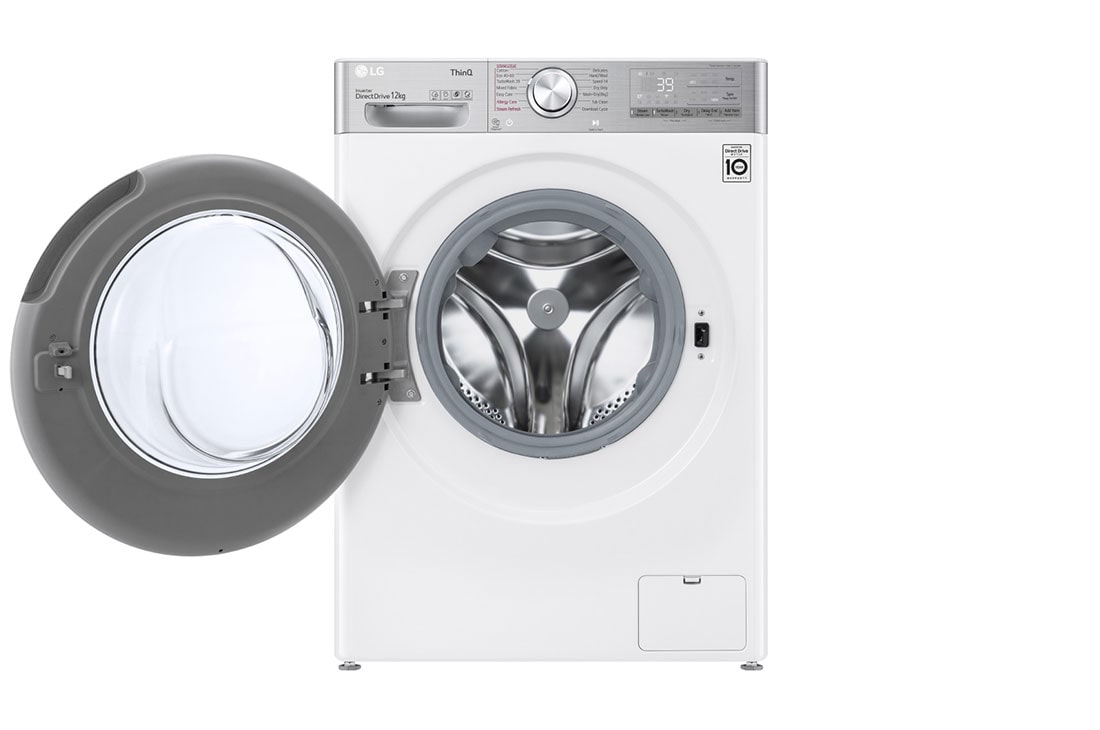 LG Capacity 12kg, Front Load, White Color, TrueSteam, 6 Motion DD, Inverter Direct Drive Motor, WFV1214WHT1