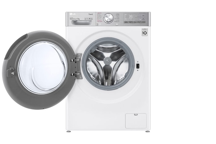 LG Capacity 12kg, Front Load, White Color, TrueSteam, 6 Motion DD, Inverter Direct Drive Motor, WFV1214WHT1