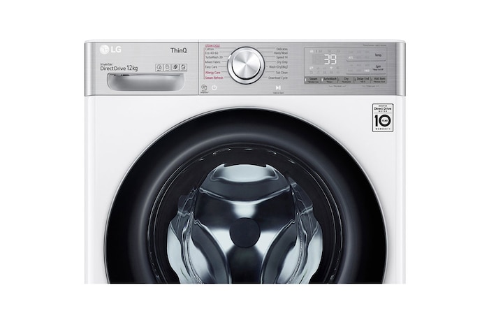 LG Capacity 12kg, Front Load, White Color, TrueSteam, 6 Motion DD, Inverter Direct Drive Motor, WFV1214WHT1