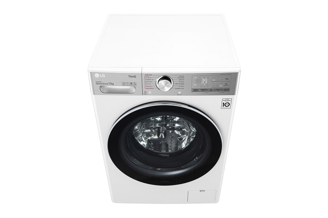 LG Capacity 12kg, Front Load, White Color, TrueSteam, 6 Motion DD, Inverter Direct Drive Motor, WFV1214WHT1