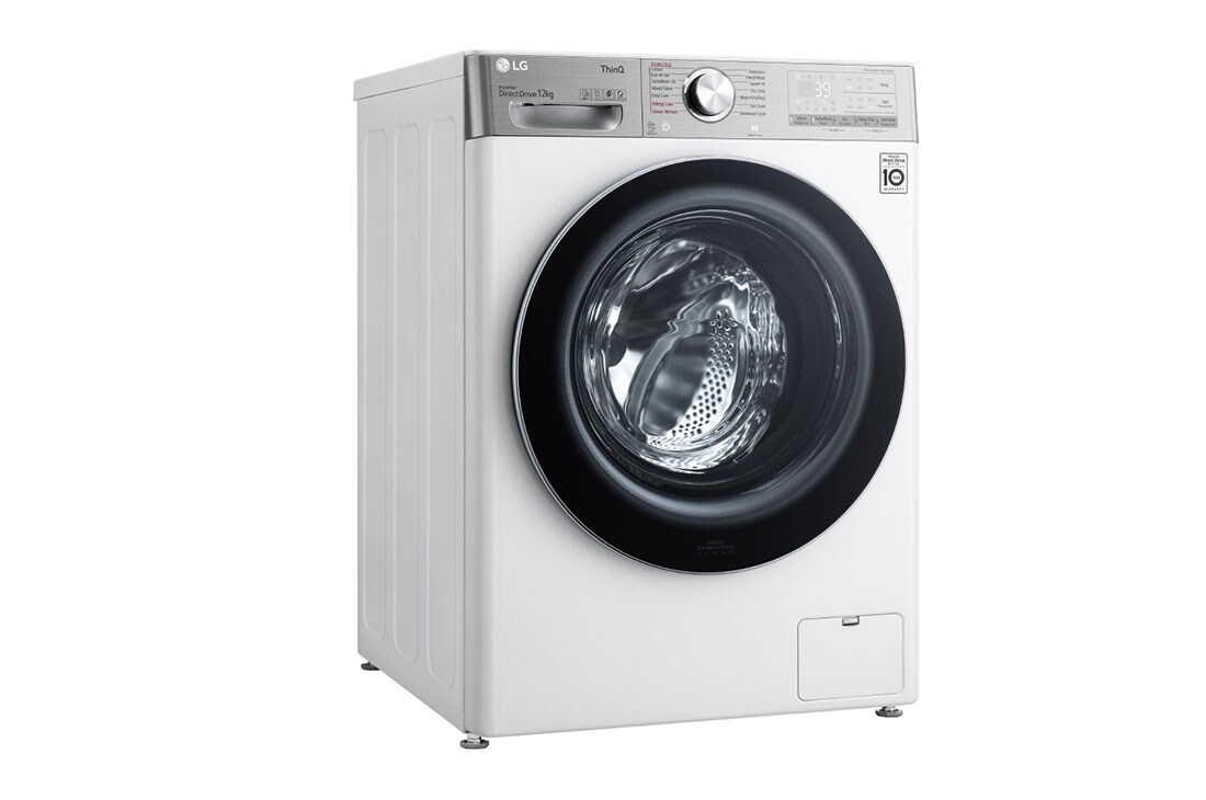 LG Capacity 12kg, Front Load, White Color, TrueSteam, 6 Motion DD, Inverter Direct Drive Motor, WFV1214WHT1