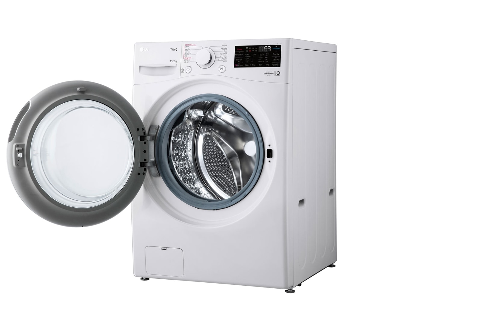 LG 13 kg Washer with 7 Kg Dryer,  Front Load washing Machine with AI DD™ (Intelligent Care with 18% More Fabric Protection) ,White color,ThinQ™ (Wi-Fi), WS1308WHT