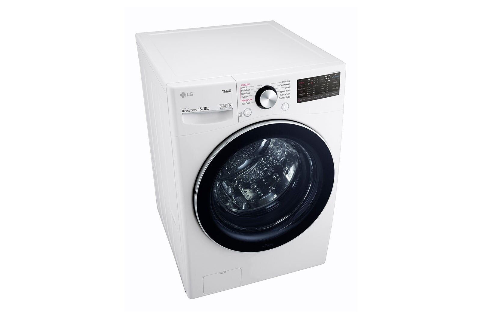 LG 15 kg Washer with 8 kg Dryer Front Load washing Machine, White Colour, AIDD, Washer and Dryer In One, Turbo Wash, Steam, Add Item, Inverter Direct Drive, Smart Diagnosis, ThinQ™, WS1508WHT