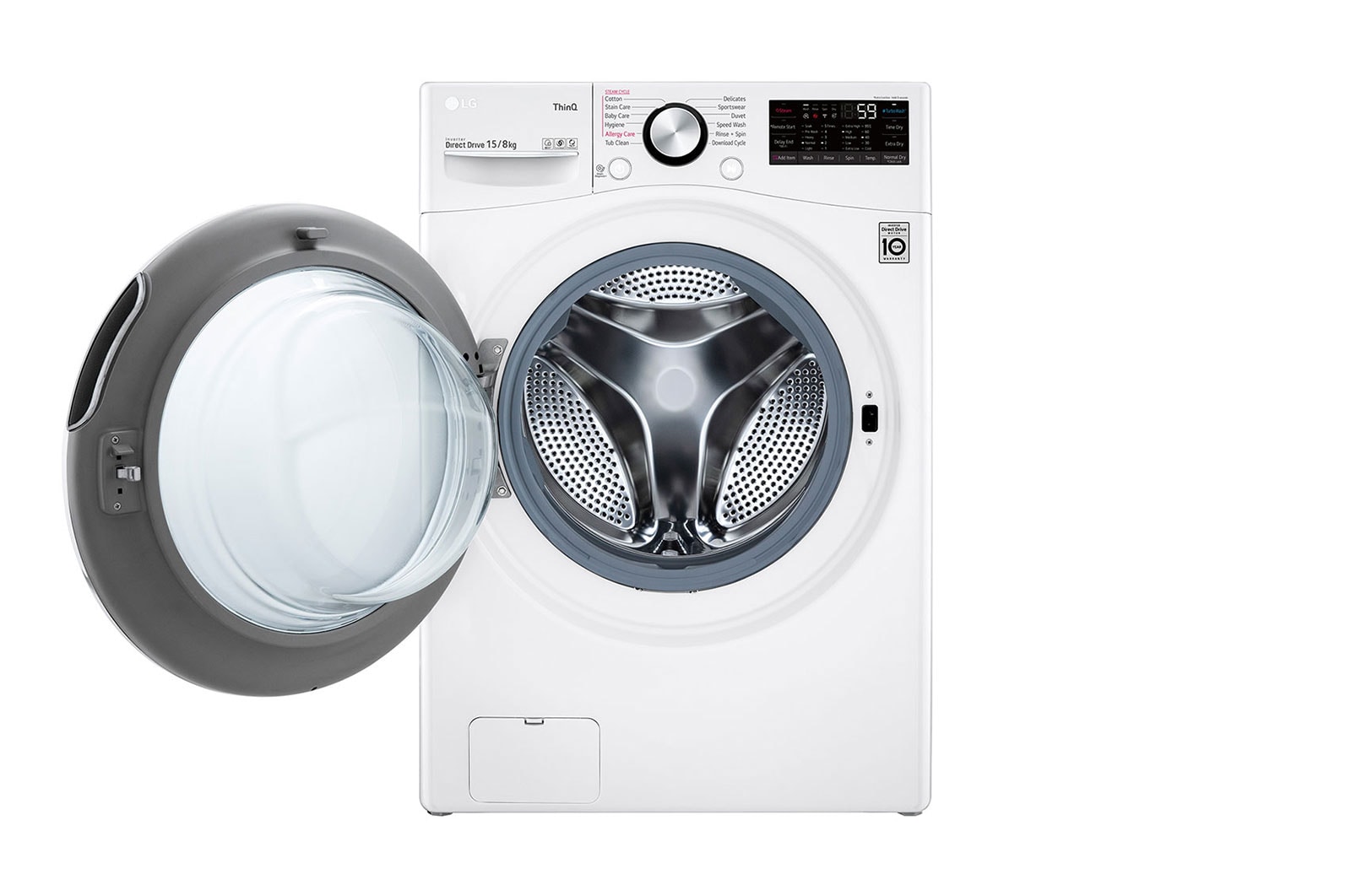 LG 15 kg Washer with 8 kg Dryer Front Load washing Machine, White Colour, AIDD, Washer and Dryer In One, Turbo Wash, Steam, Add Item, Inverter Direct Drive, Smart Diagnosis, ThinQ™, WS1508WHT