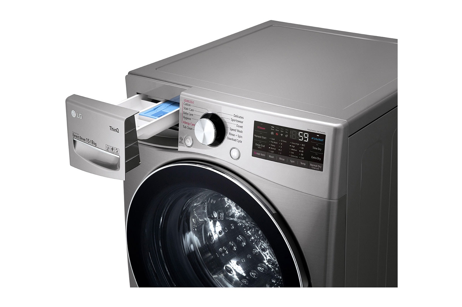 LG 15 kg Washer with 8 kg Dryer Front Load | Turbo Wash | Steam | ThinQ™, WS1508XMT