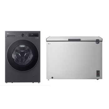 Front view of 20kg Washer + 10kg Dryer | TurboWash360 + 1.8 Cu.Ft Top Freezer Refrigerator, Prime Silver color WSN2010BMT.LC7G001