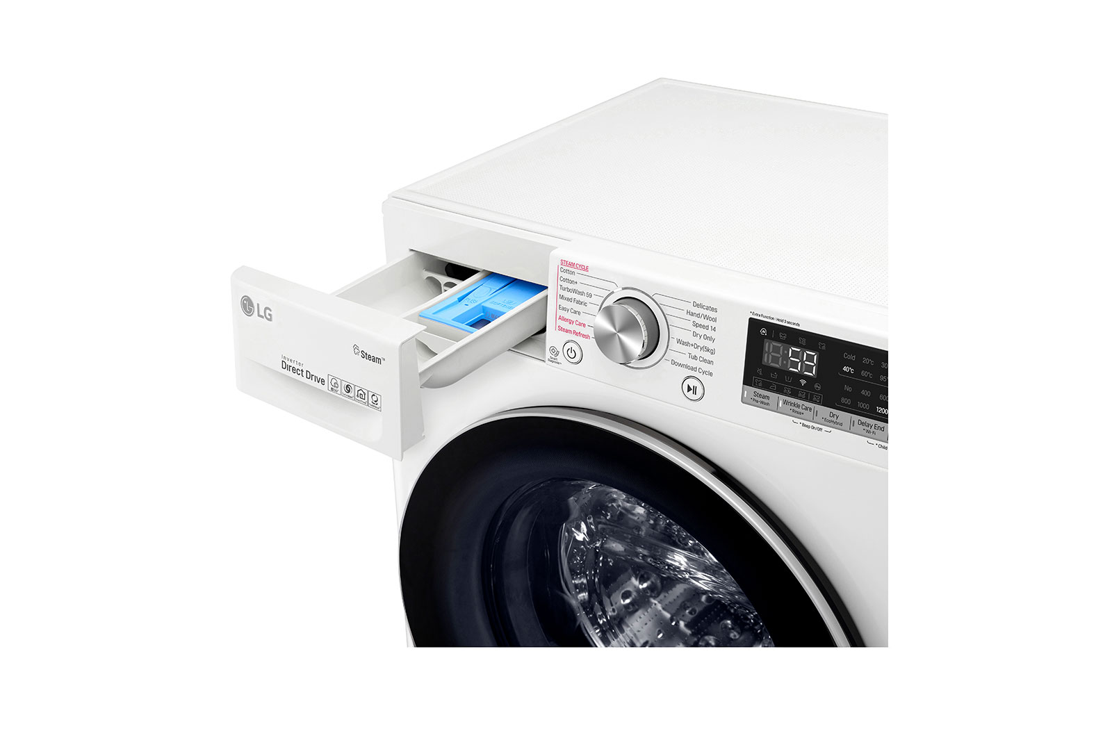 LG 8 kg Washer with 5kg Dryer Front Load washing Machine with AI DD™ (Intelligent Care with 18% More Fabric Protection) , Washer and Dryer in One, Steam,Bigger Capacity in Same Size,SmartThinQ™ (Wi-Fi), Tempered Glass Door, Stainless Lifter., WSV0805WH